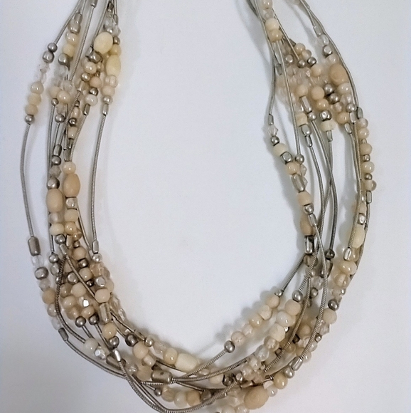 Multi Strand Mixed Color Beaded Necklace 16" L - Picture 1 of 3